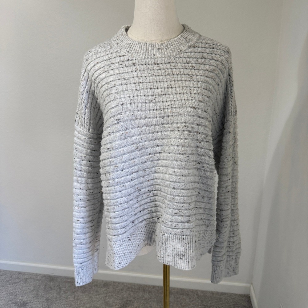 Madewell‎ Gray Donegal Elsmere Crewneck Sweater Flecked Knit Medium Fisherman